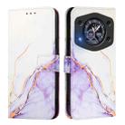For Cubot A30 PT003 Marble Pattern Flip Leather Phone Case(White Purple) - 3
