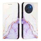 For Doogee Note 59 / Note 59 Pro PT003 Marble Pattern Flip Leather Phone Case(White Purple) - 3