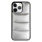 For iPhone 11 Pro Max Carbon Fiber Texture Down Jacket Phone Case(Silver) - 1