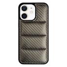 For iPhone 12 Carbon Fiber Texture Down Jacket Phone Case(Grey) - 1