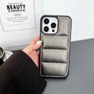 For iPhone 12 Carbon Fiber Texture Down Jacket Phone Case(Grey) - 2