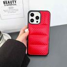 For iPhone 12 Carbon Fiber Texture Down Jacket Phone Case(Red) - 2