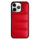 For iPhone 12 Pro Carbon Fiber Texture Down Jacket Phone Case(Red) - 1