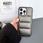 For iPhone 12 Pro Max Carbon Fiber Texture Down Jacket Phone Case(Grey) - 2