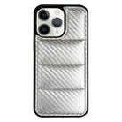 For iPhone 12 Pro Max Carbon Fiber Texture Down Jacket Phone Case(Silver) - 1