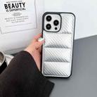 For iPhone 12 Pro Max Carbon Fiber Texture Down Jacket Phone Case(Silver) - 2