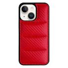 For iPhone 13 Carbon Fiber Texture Down Jacket Phone Case(Red) - 1