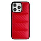 For iPhone 13 Pro Max Carbon Fiber Texture Down Jacket Phone Case(Red) - 1