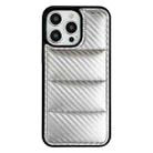 For iPhone 14 Pro Carbon Fiber Texture Down Jacket Phone Case(Silver) - 1