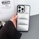 For iPhone 14 Pro Carbon Fiber Texture Down Jacket Phone Case(Silver) - 2