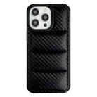 For iPhone 14 Pro Carbon Fiber Texture Down Jacket Phone Case(Black) - 1