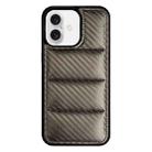 For iPhone 16 Carbon Fiber Texture Down Jacket Phone Case(Grey) - 1