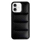 For iPhone 16 Carbon Fiber Texture Down Jacket Phone Case(Black) - 1