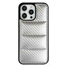 For iPhone 16 Pro Max Carbon Fiber Texture Down Jacket Phone Case(Silver) - 1