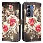 For Infinix Hot 50 Pro+ 4G Colored Drawing Pattern Plain Weave Leather Phone Case(Roses On Black) - 2