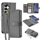 For Samsung Galaxy S25 5G DUX DUCIS Lawa Series 2 in 1 Wallet Zipper Detachable MagSafe Phone Case with Lanyard(Grey) - 1