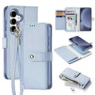For Samsung Galaxy S25+ 5G DUX DUCIS Lawa Series 2 in 1 Wallet Zipper Detachable MagSafe Phone Case with Lanyard(Light Blue) - 1