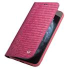 For iPhone 11 Pro QIALINO Crocodile Texture Horizontal Flip Leather Case with Wallet & Card Slots(Rose Red) - 3