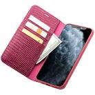 For iPhone 11 Pro Max QIALINO Crocodile Texture Horizontal Flip Leather Case with Wallet & Card Slots(Rose Red) - 2