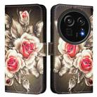 For Sharp Aquos R9 Pro SH-54E Colored Drawing Pattern Plain Weave Leather Phone Case(Roses On Black) - 2