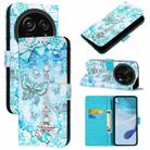 For Sharp Aquos R9 Pro SH-54E Colored Drawing Pattern Plain Weave Leather Phone Case(Tower Butterfly) - 1