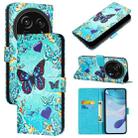 For Sharp Aquos R9 Pro SH-54E Colored Drawing Pattern Plain Weave Leather Phone Case(Love Butterfly) - 1