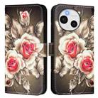 For Sharp Aquos Sense9 Plus Colored Drawing Pattern Plain Weave Leather Phone Case(Roses On Black) - 2