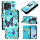 For Doogee N55 Plus Colored Drawing Pattern Plain Weave Leather Phone Case(Love Butterfly) - 1