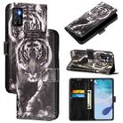For Cubot P50 Colored Drawing Pattern Plain Weave Leather Phone Case(Black And White Tiger) - 1