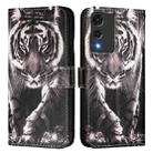 For Cubot A10 Colored Drawing Pattern Plain Weave Leather Phone Case(Black And White Tiger) - 2