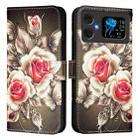 For Cubot A20 Colored Drawing Pattern Plain Weave Leather Phone Case(Roses On Black) - 1