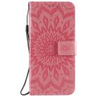 For Xiaomi Redmi 9 Sun Embossing Pattern Horizontal Flip Leather Case with Card Slot & Holder & Wallet & Lanyard(Pink) - 2