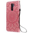 For Xiaomi Redmi 9 Sun Embossing Pattern Horizontal Flip Leather Case with Card Slot & Holder & Wallet & Lanyard(Pink) - 3