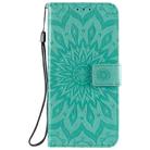 For Xiaomi Redmi 9 Sun Embossing Pattern Horizontal Flip Leather Case with Card Slot & Holder & Wallet & Lanyard(Green) - 2