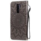 For Xiaomi Redmi 9 Sun Embossing Pattern Horizontal Flip Leather Case with Card Slot & Holder & Wallet & Lanyard(Grey) - 3