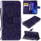 For Xiaomi Redmi 9 Sun Embossing Pattern Horizontal Flip Leather Case with Card Slot & Holder & Wallet & Lanyard(Purple) - 1