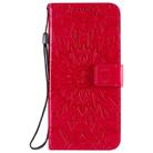 For Xiaomi Redmi 9 Sun Embossing Pattern Horizontal Flip Leather Case with Card Slot & Holder & Wallet & Lanyard(Red) - 2