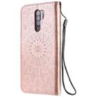 For Xiaomi Redmi 9 Sun Embossing Pattern Horizontal Flip Leather Case with Card Slot & Holder & Wallet & Lanyard(Rose Gold) - 3