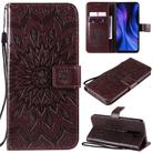 For Xiaomi Redmi 9 Sun Embossing Pattern Horizontal Flip Leather Case with Card Slot & Holder & Wallet & Lanyard(Brown) - 1