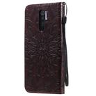 For Xiaomi Redmi 9 Sun Embossing Pattern Horizontal Flip Leather Case with Card Slot & Holder & Wallet & Lanyard(Brown) - 3