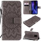 For Xiaomi Redmi 10X 5G / 10X Pro 5G Sun Embossing Pattern Horizontal Flip Leather Case with Card Slot & Holder & Wallet & Lanyard(Grey) - 1