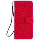 For Xiaomi Redmi 10X 5G / 10X Pro 5G Sun Embossing Pattern Horizontal Flip Leather Case with Card Slot & Holder & Wallet & Lanyard(Red) - 2