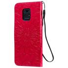 For Xiaomi Redmi 10X 5G / 10X Pro 5G Sun Embossing Pattern Horizontal Flip Leather Case with Card Slot & Holder & Wallet & Lanyard(Red) - 3