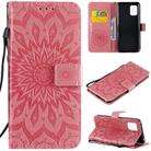 For Xiaomi Mi 10 Lite 5G Sun Embossing Pattern Horizontal Flip Leather Case with Card Slot & Holder & Wallet & Lanyard(Pink) - 1