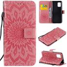 For Xiaomi Mi 10 Lite 5G Sun Embossing Pattern Horizontal Flip Leather Case with Card Slot & Holder & Wallet & Lanyard(Pink) - 1