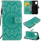 For Xiaomi Mi 10 Lite 5G Sun Embossing Pattern Horizontal Flip Leather Case with Card Slot & Holder & Wallet & Lanyard(Green) - 1