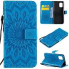 For Xiaomi Mi 10 Lite 5G Sun Embossing Pattern Horizontal Flip Leather Case with Card Slot & Holder & Wallet & Lanyard(Blue) - 1