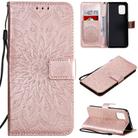 For Xiaomi Mi 10 Lite 5G Sun Embossing Pattern Horizontal Flip Leather Case with Card Slot & Holder & Wallet & Lanyard(Rose Gold) - 1