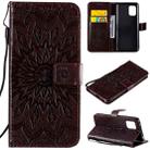 For Xiaomi Mi 10 Lite 5G Sun Embossing Pattern Horizontal Flip Leather Case with Card Slot & Holder & Wallet & Lanyard(Brown) - 1