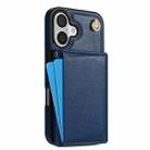 For iPhone 16 Three Fold Card Bag Phone Case with Long Lanyard(Blue) - 3